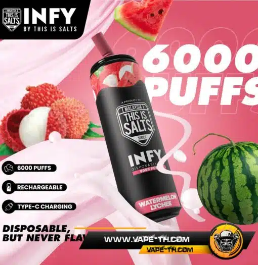 พอตInfy 6000 Puffs Watermelon Lychee